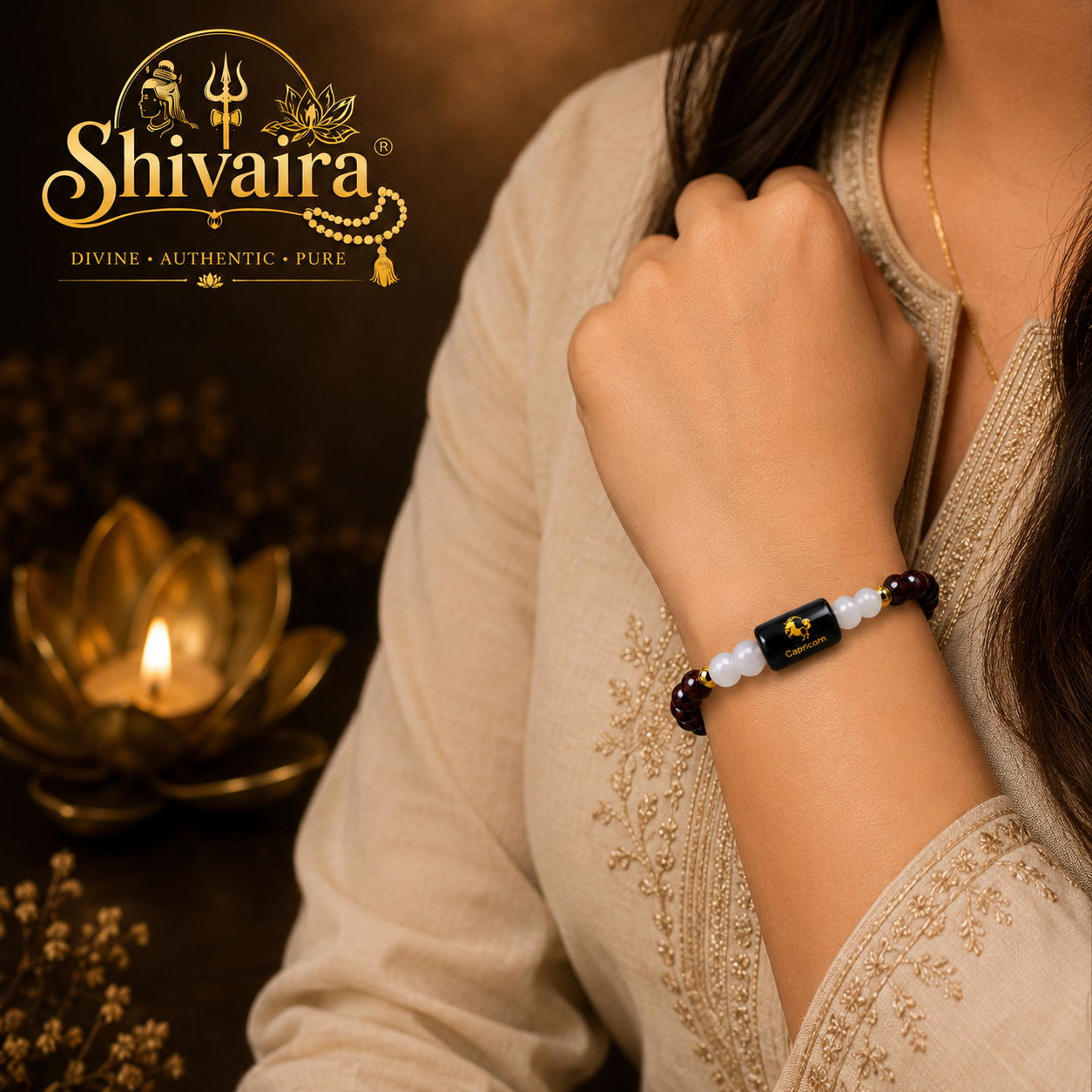Capricorn Zodiac Natural Crystal Bracelet for Men & Women | Makar Rashi Bracelet | Authentic & Lab Certified