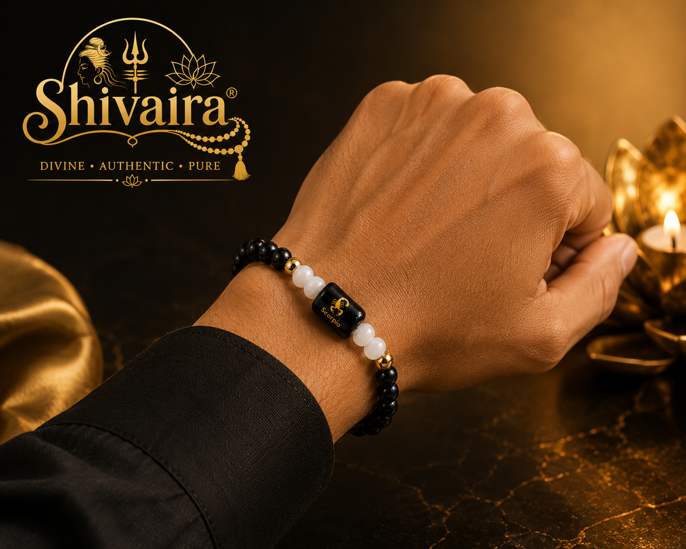 **Scorpio Zodiac Natural Crystal Bracelet for Men & Women | Vrishchik Rashi Bracelet | Authentic & Lab Certified