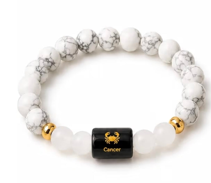 Cancer Zodiac Natural Crystal Bracelet for Men & Women | Kark Rashi Bracelet | Astrology & Spiritual Energy Bracelet | Natural Stone Beads | Authentic & Lab Certified