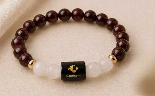 Capricorn Zodiac Natural Crystal Bracelet for Men & Women | Makar Rashi Bracelet | Astrology & Spiritual Energy Bracelet | Natural Stone Beads | Authentic & Lab Certified
