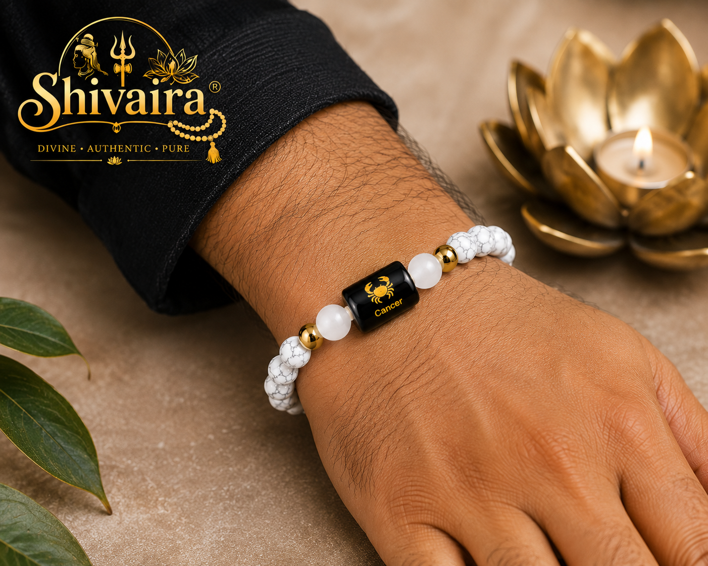 Cancer Zodiac Natural Crystal Bracelet for Men & Women | Kark Rashi Bracelet | Astrology & Spiritual Energy Bracelet | Natural Stone Beads | Authentic & Lab Certified