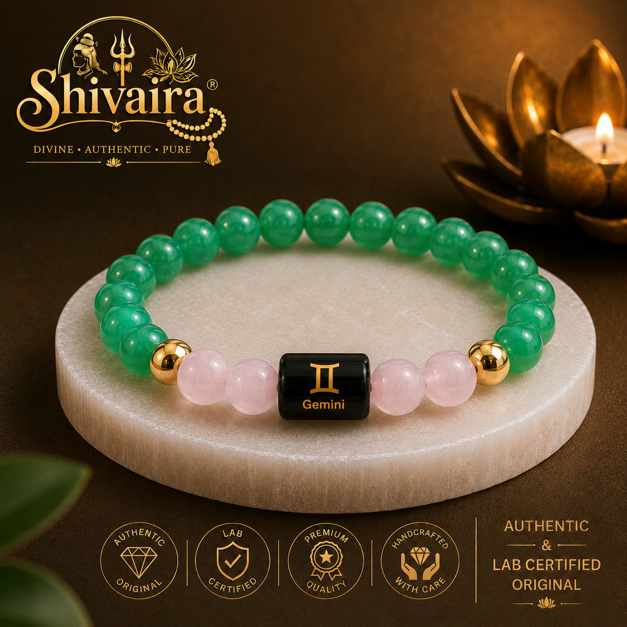 Gemini Zodiac Natural Crystal Bracelet for Men & Women | Mithun Rashi Bracelet | Authentic & Lab Certified