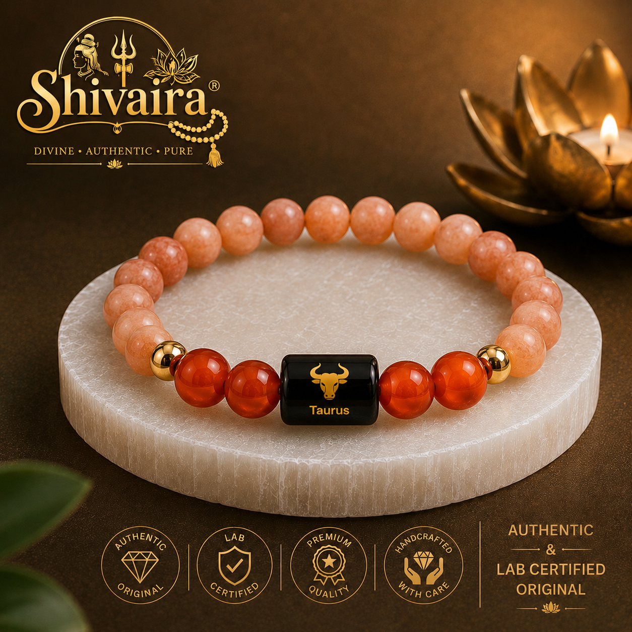 Taurus Zodiac Natural Crystal Bracelet for Men & Women | Vrishabh Rashi Bracelet | Authentic & Lab Certified