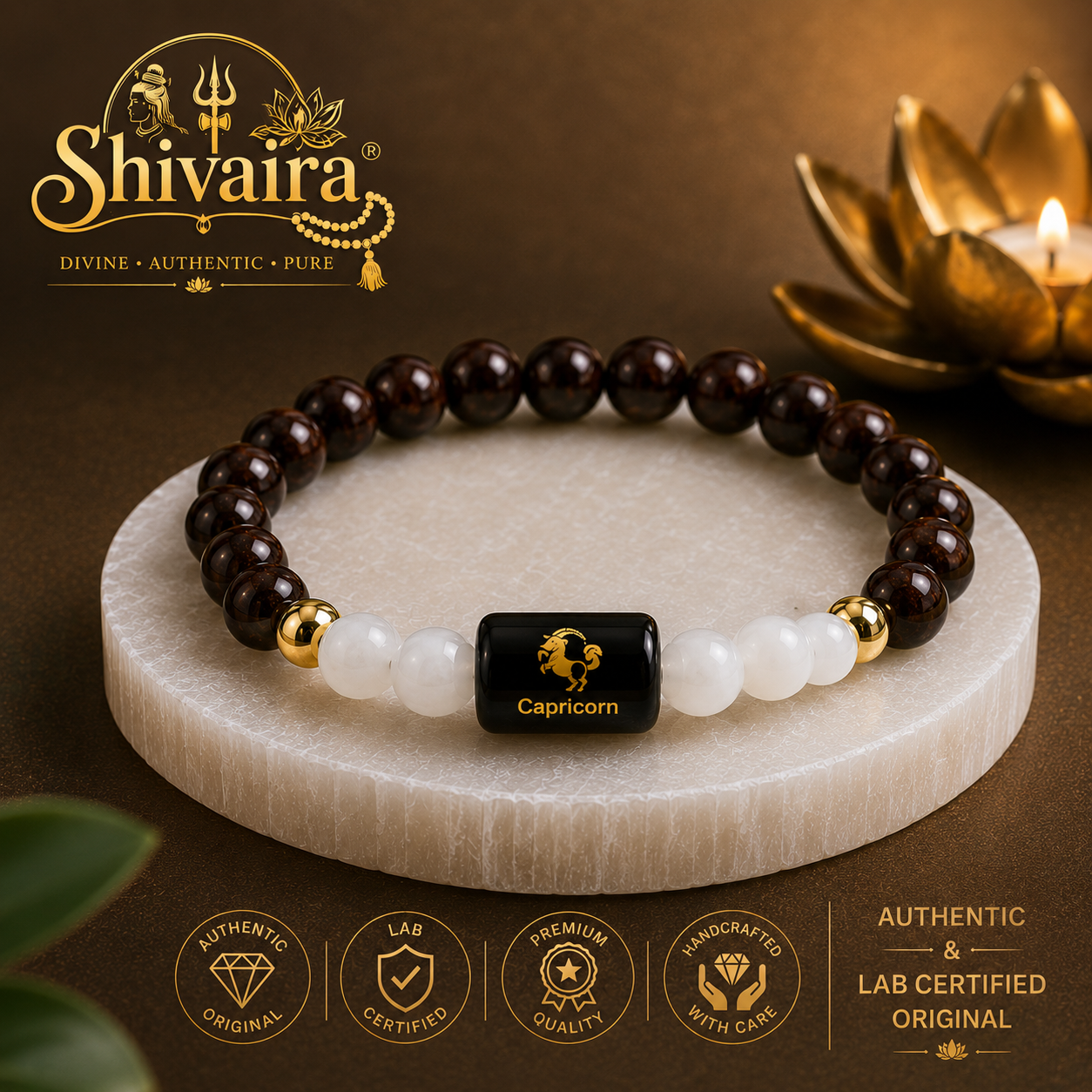 Capricorn Zodiac Natural Crystal Bracelet for Men & Women | Makar Rashi Bracelet | Authentic & Lab Certified