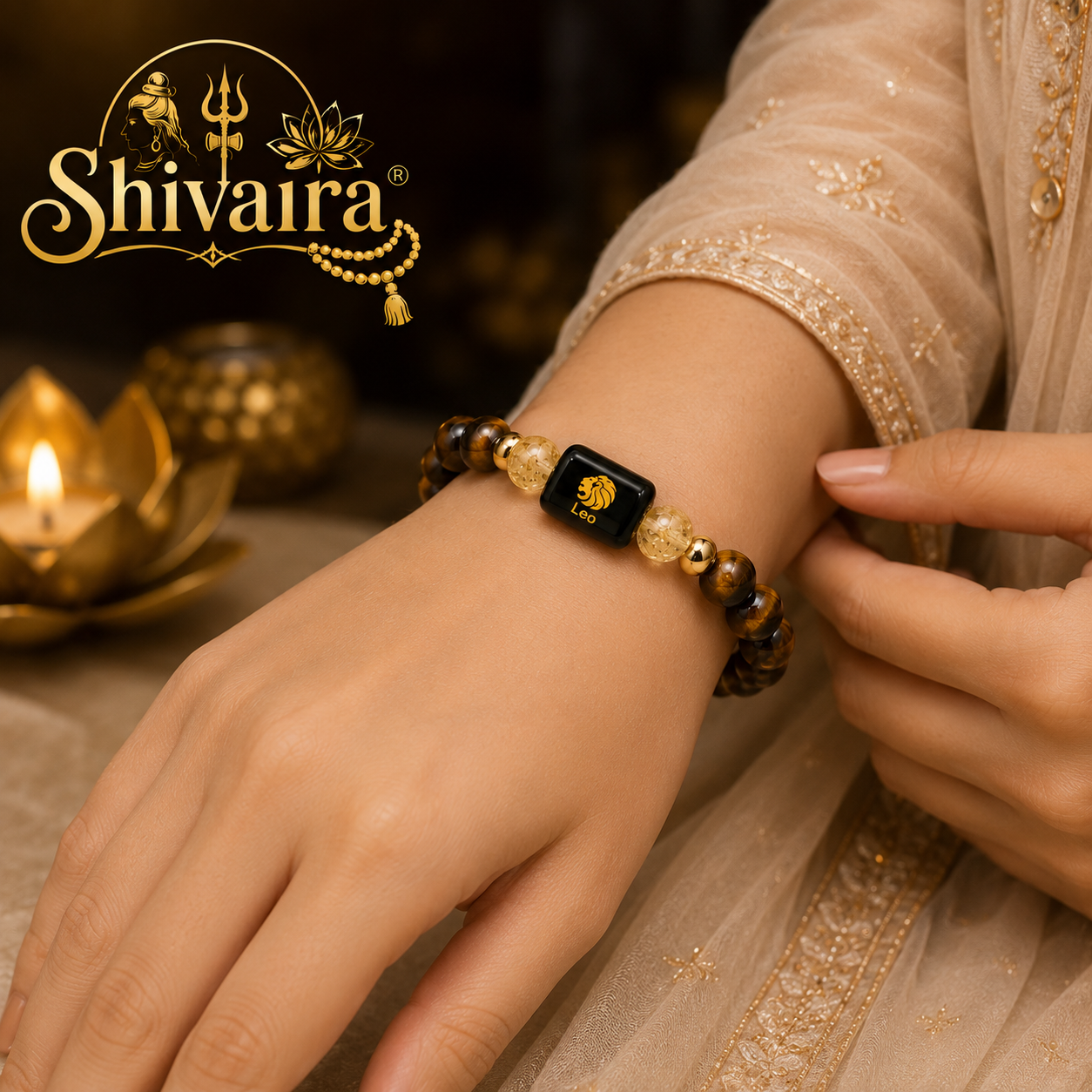 Leo Zodiac Natural Crystal Bracelet for Men & Women | Singh Rashi Bracelet | Authentic & Lab Certified