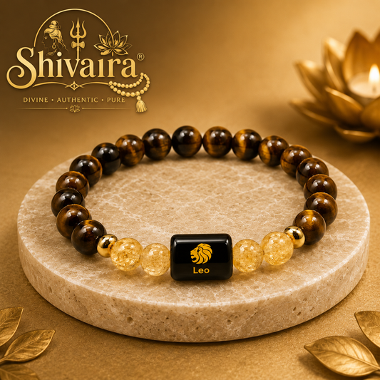 Leo Zodiac Natural Crystal Bracelet for Men & Women | Singh Rashi Bracelet | Authentic & Lab Certified