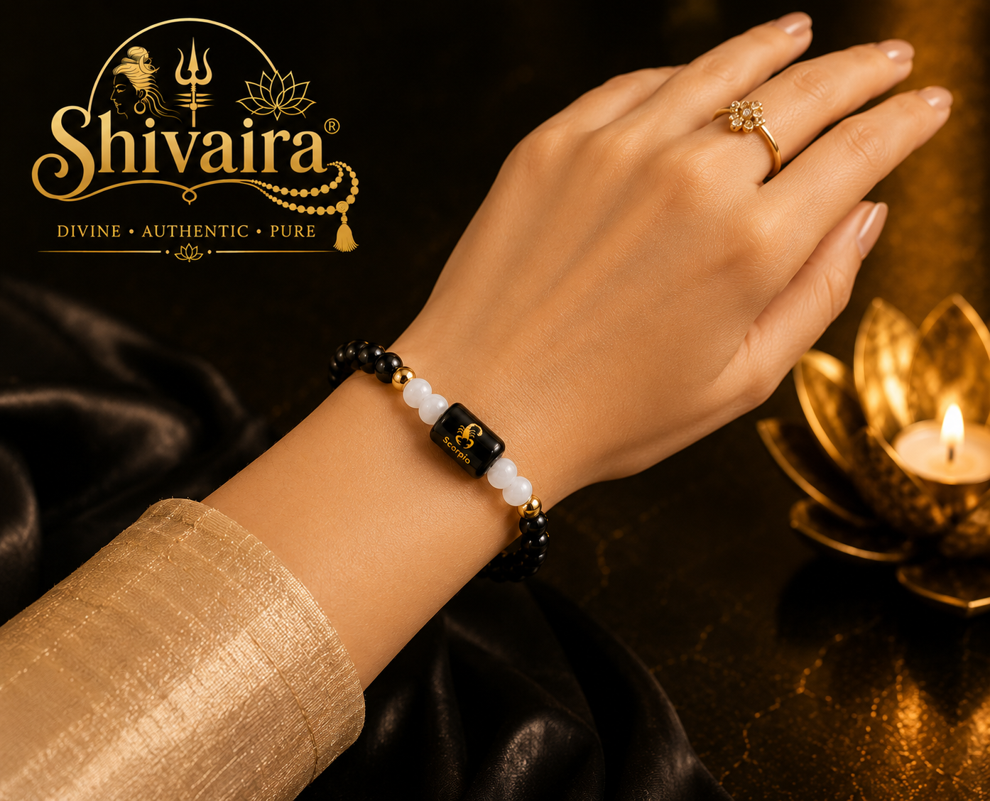 **Scorpio Zodiac Natural Crystal Bracelet for Men & Women | Vrishchik Rashi Bracelet | Authentic & Lab Certified