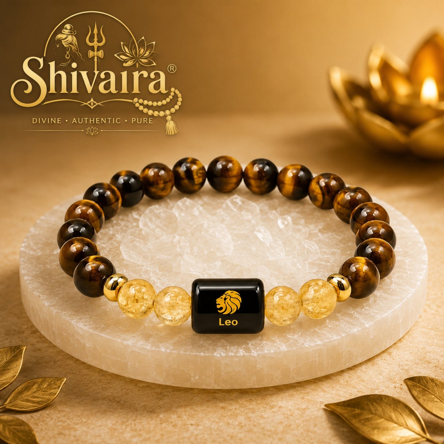 Leo Zodiac Natural Crystal Bracelet for Men & Women | Singh Rashi Bracelet | Authentic & Lab Certified